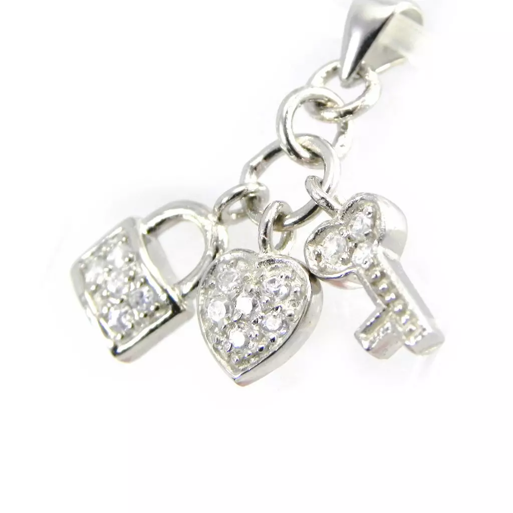 Les Trésors De Lily Pendentif Argent 'Clés Du Bonheur' Blanc [C6966]