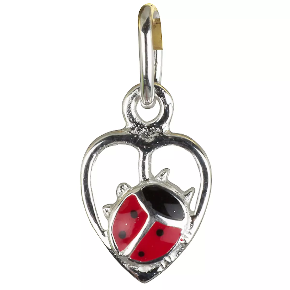 les trésors de lily Pendentif Argent 'Coccinelle d'Amour' rouge argenté 7x8 mm [R1927]