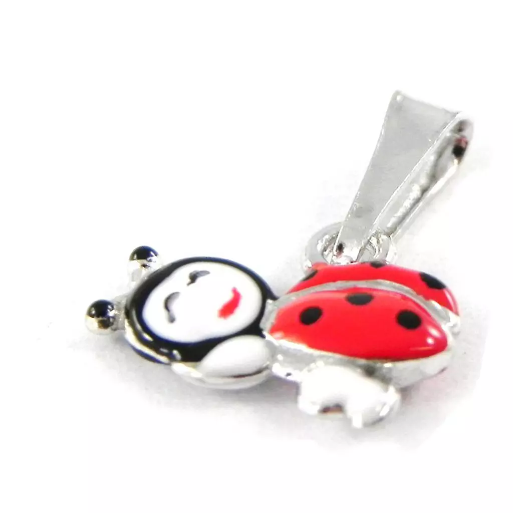 Les Trésors De Lily Pendentif Argent 'Coccinelle' Rouge 8x12 Mm [H9163]