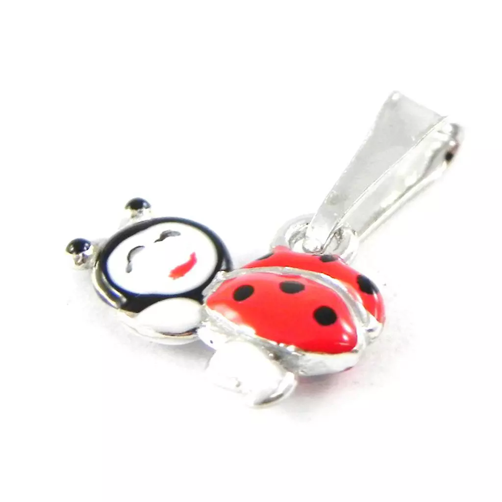 les trésors de lily Pendentif Argent 'Coccinelle' rouge 8x12 mm [H9163]