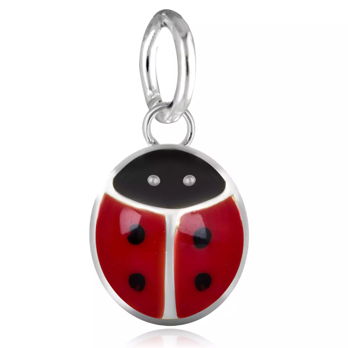 les trésors de lily Pendentif Argent 'Coccinelle' rouge argenté (rhodié) 7x6 mm [R1926]