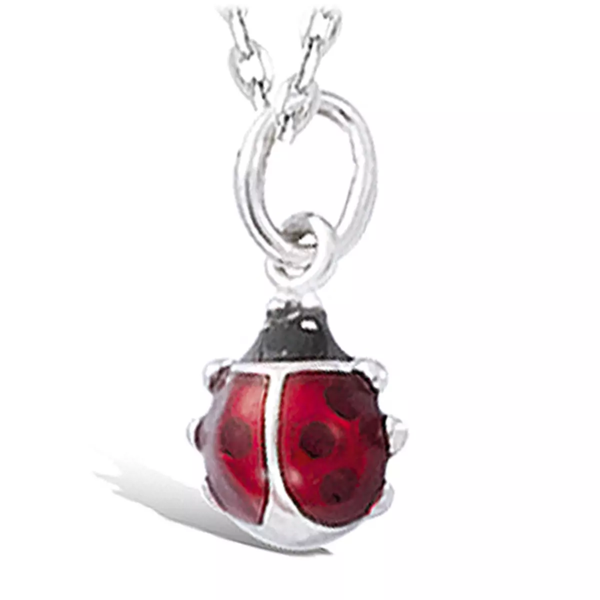 les trésors de lily Pendentif Argent 'Coccinelle' rouge argenté (rhodié) 7x6 mm [G8812]