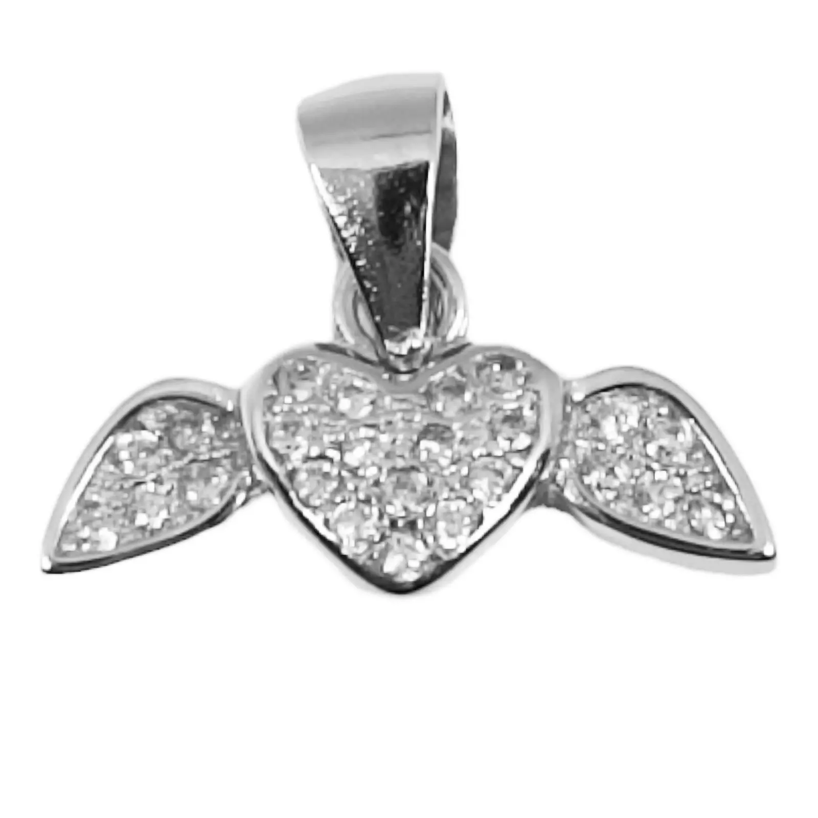 Les Trésors De Lily Pendentif Argent 'Coeur Ailé' Blanc Argenté (rhodié) 15x5 Mm [S0368]