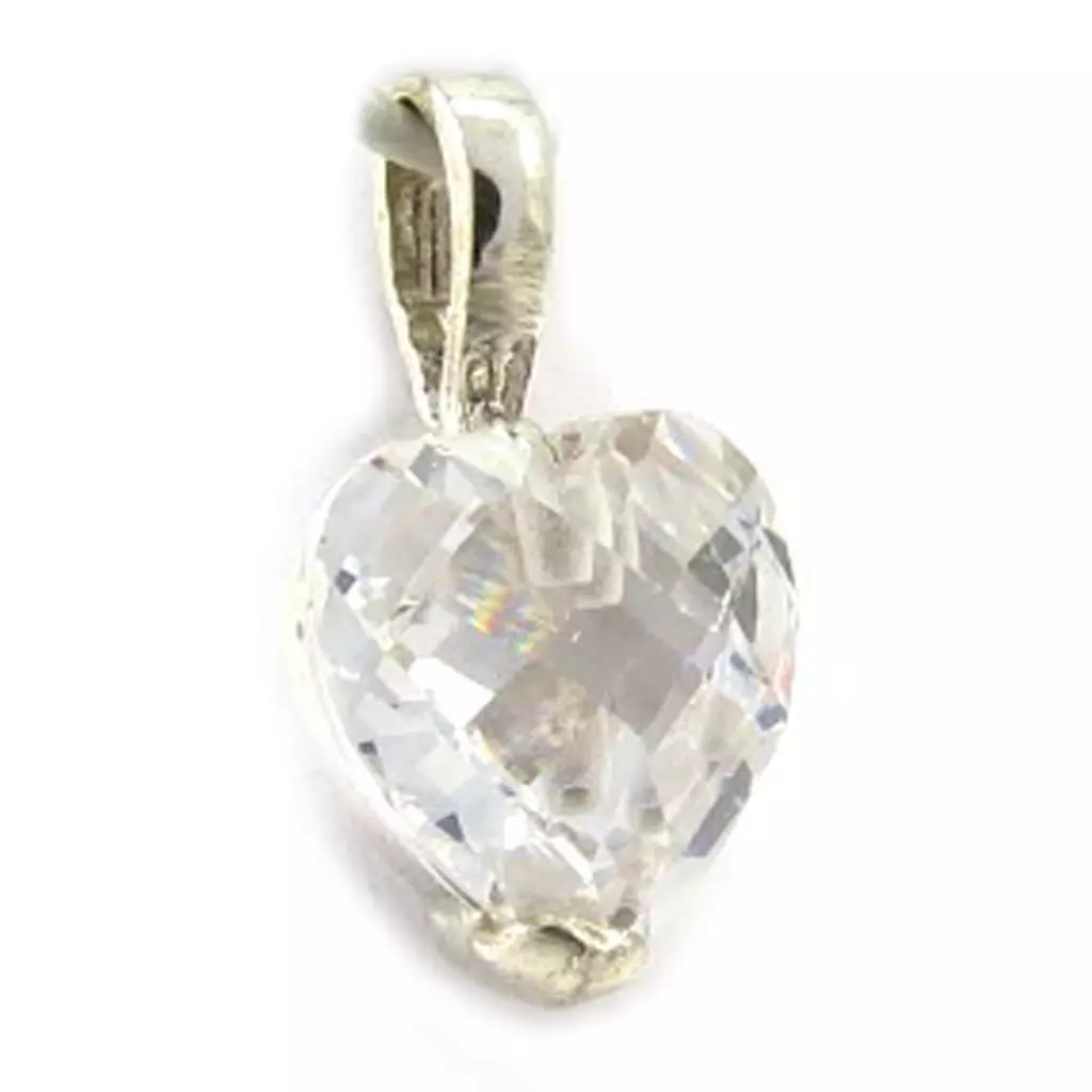 Les Trésors De Lily Pendentif Argent 'Coeur Cristal' Blanc Argenté 9x9 Mm [G1636]
