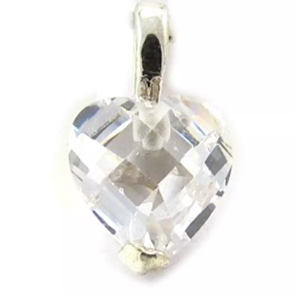 Les Trésors De Lily Pendentif Argent 'Coeur Cristal' Blanc Argenté 9x9 Mm [G1636]