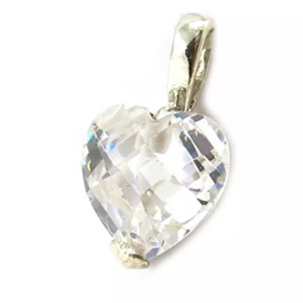 les trésors de lily Pendentif Argent 'Coeur Cristal' Blanc argenté 9x9 mm [G1636]