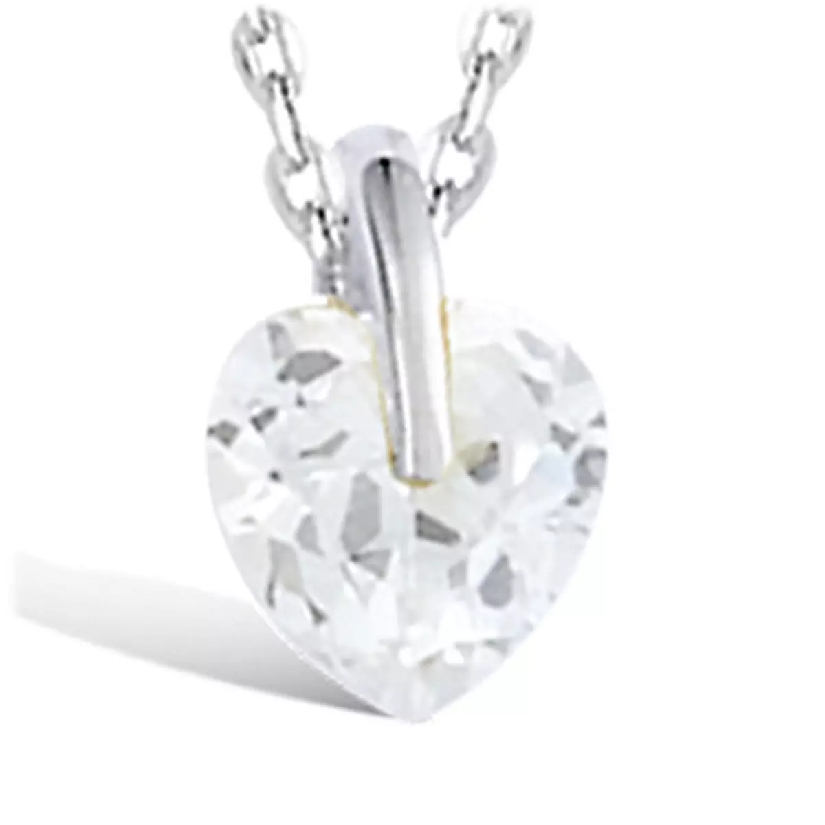 les trésors de lily Pendentif Argent 'Coeur Cristal' blanc argenté (rhodié) 10 mm [F6316]