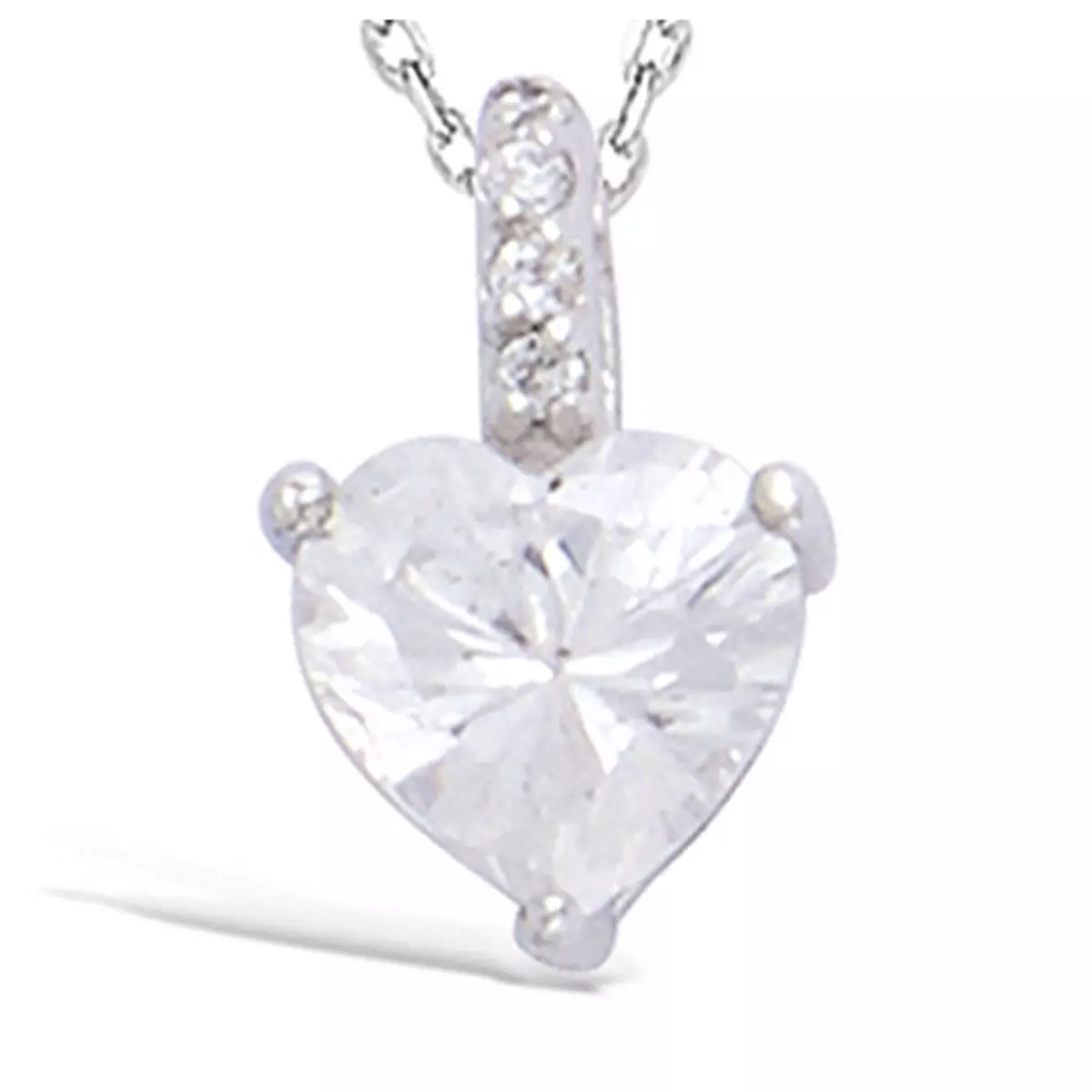 les trésors de lily Pendentif Argent 'Coeur Cristal' blanc argenté (rhodié) 8x8 mm [G8824]