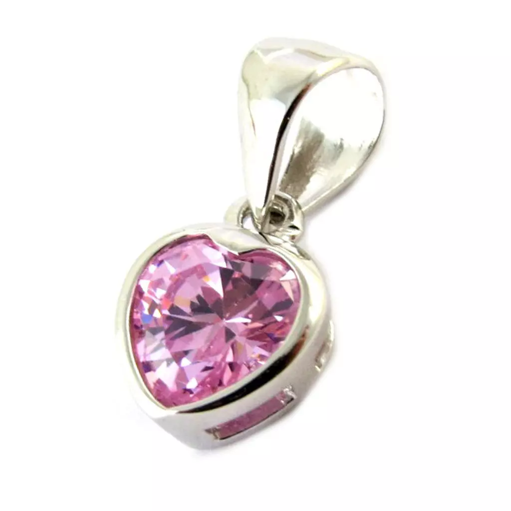 Les Trésors De Lily Pendentif Argent 'Coeur Cristal' Rose 12x12 Mm [N5351]