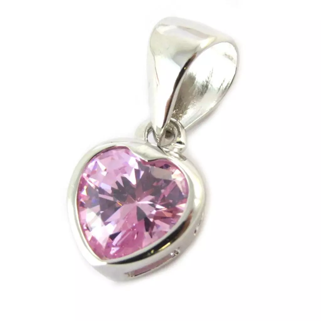 Les Trésors De Lily Pendentif Argent 'Coeur Cristal' Rose 12x12 Mm [N5351]
