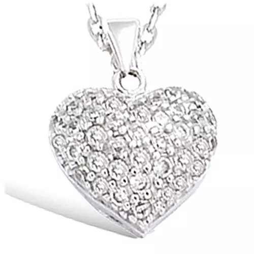 les trésors de lily Pendentif Argent 'Coeur Eclatant' Blanc argenté (rhodié) 12x10 mm [E7610]