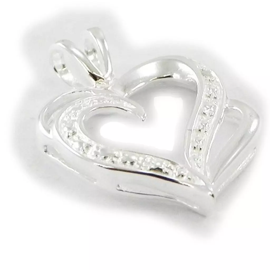 Les Trésors De Lily Pendentif Argent 'Coeur Lyrique' Blanc Argenté 15x15 Mm [G1639]