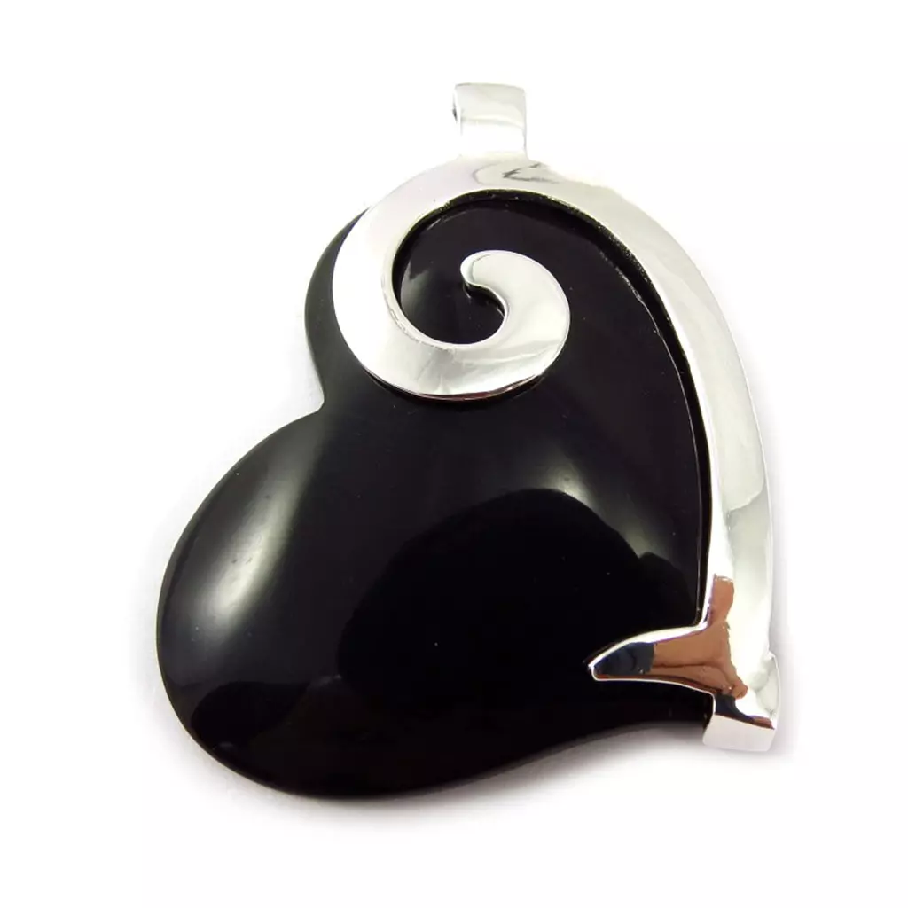 Les Trésors De Lily Pendentif Argent 'Coeur Ruth' Noir Argenté [K4725]