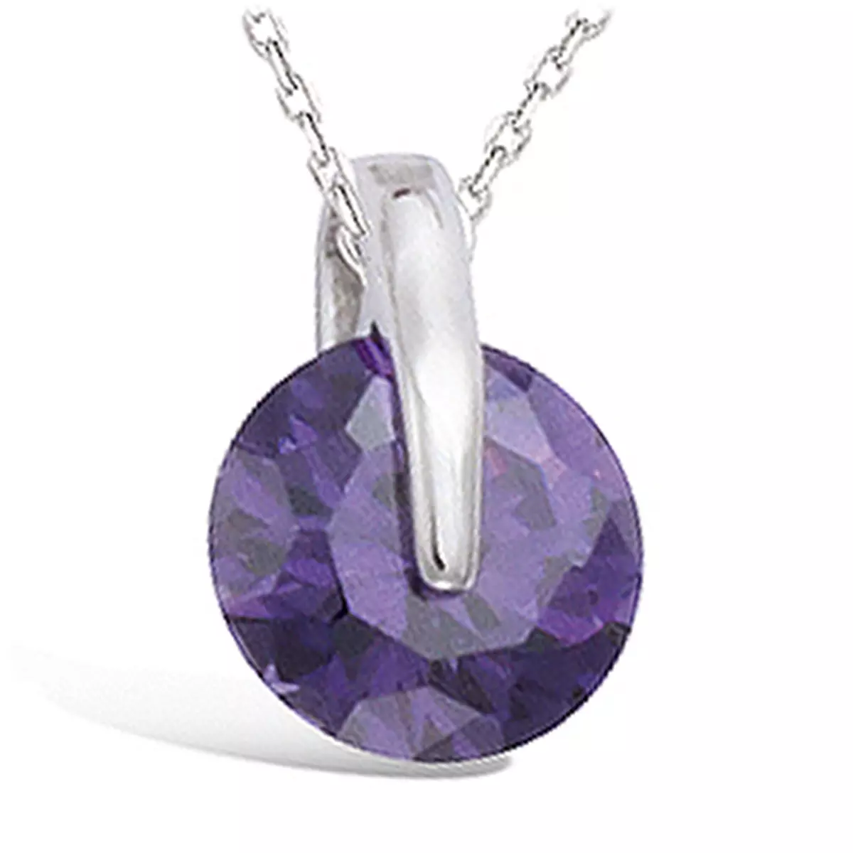 les trésors de lily Pendentif Argent 'Cristal' améthyste argenté (rhodié) 8 mm [K0156]