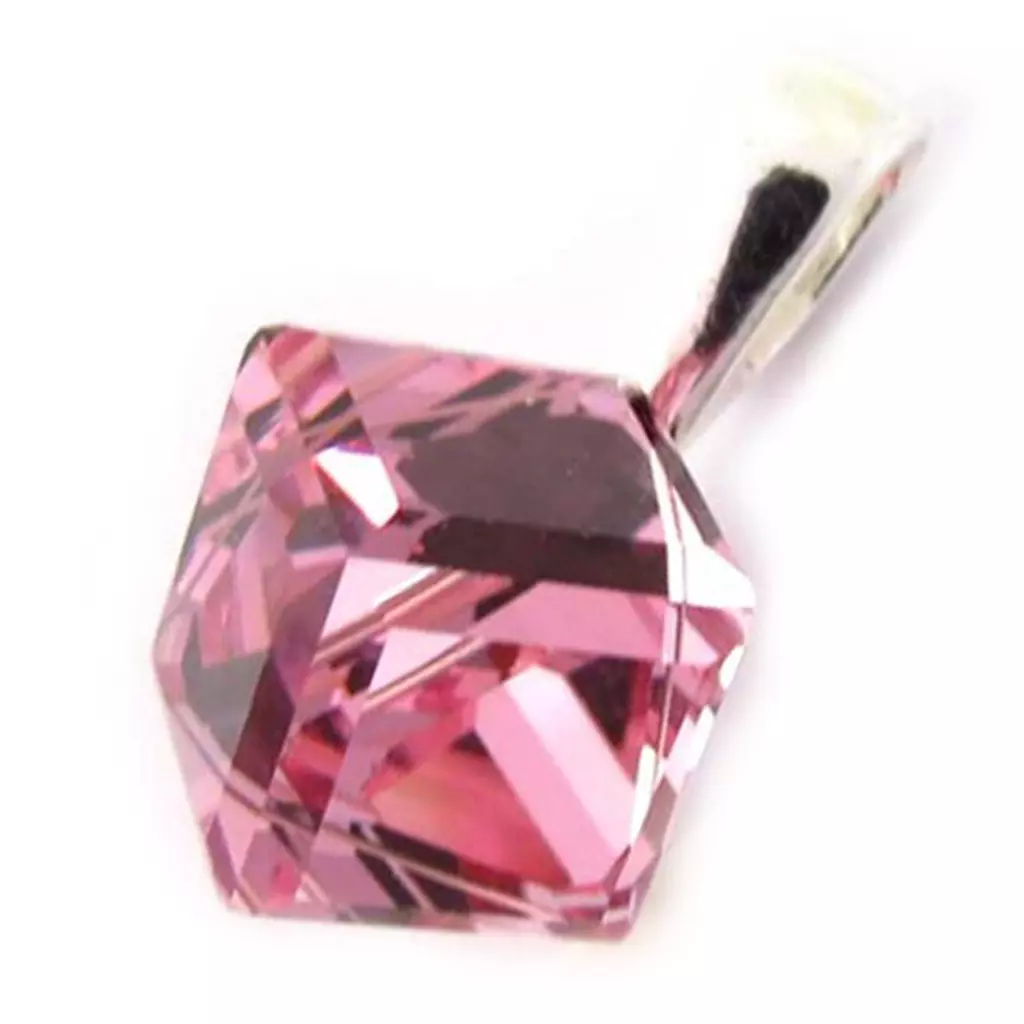 les trésors de lily Pendentif Argent 'Cristal' rose 8 mm [K5443]