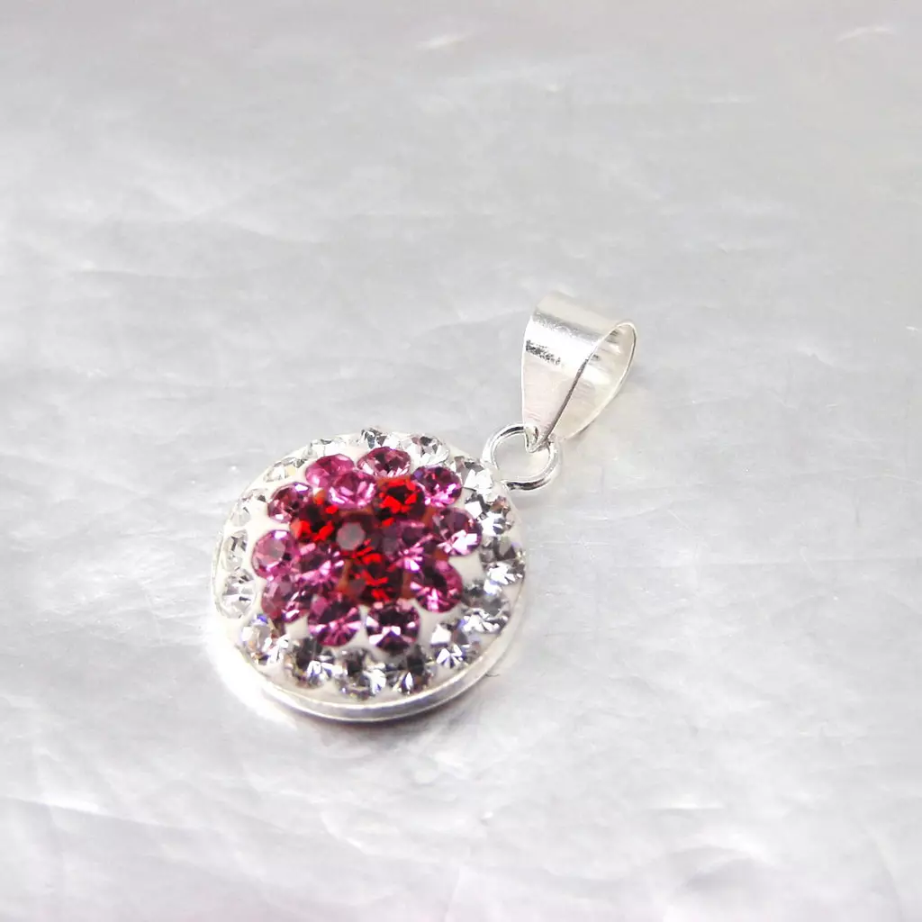 Les Trésors De Lily Pendentif Argent 'Cristal' Rose [F6137]