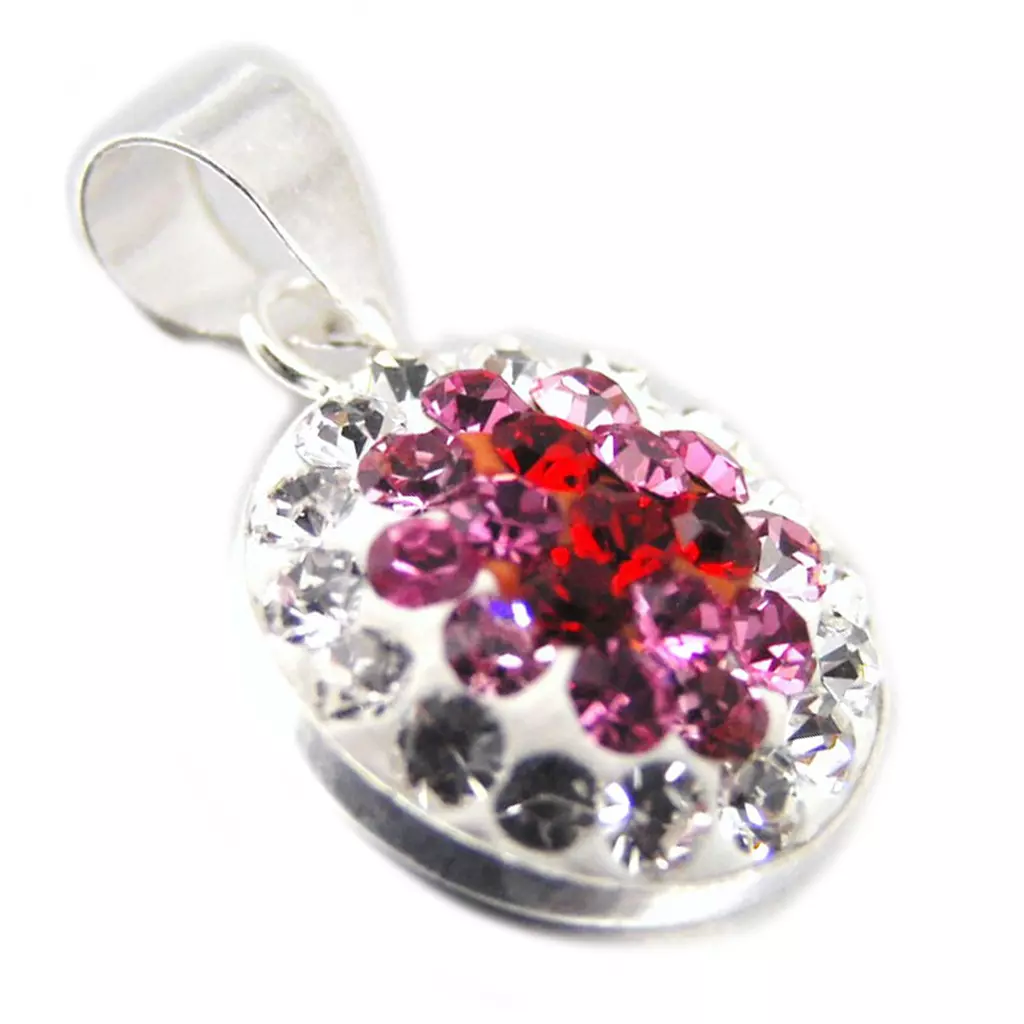 Les Trésors De Lily Pendentif Argent 'Cristal' Rose [F6137]