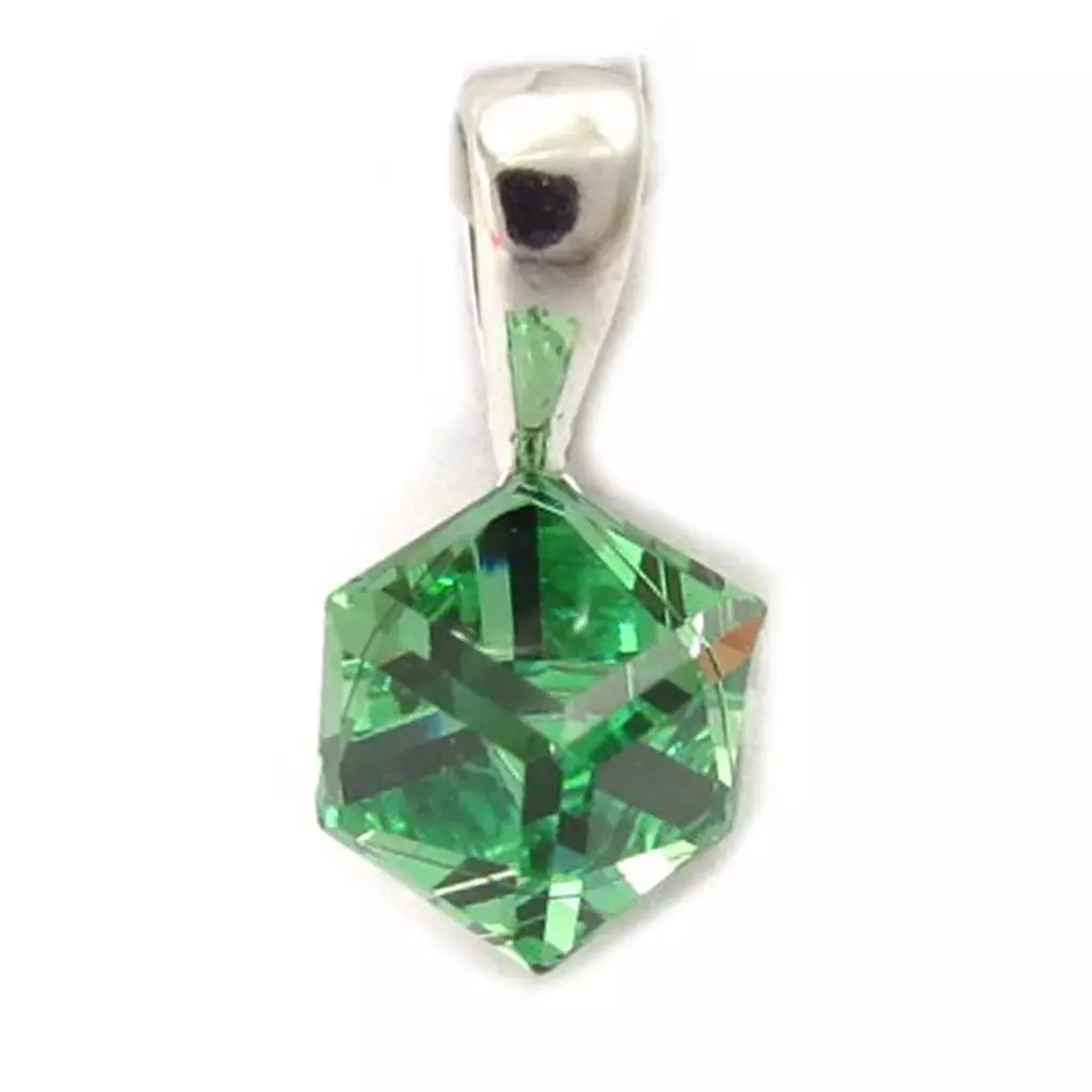 les trésors de lily Pendentif Argent 'Cristal' vert 6 mm [K5452]