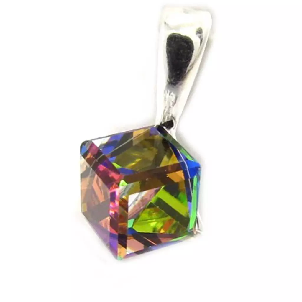 les trésors de lily Pendentif Argent 'Cristal' vert boréal 6 mm [K5457]
