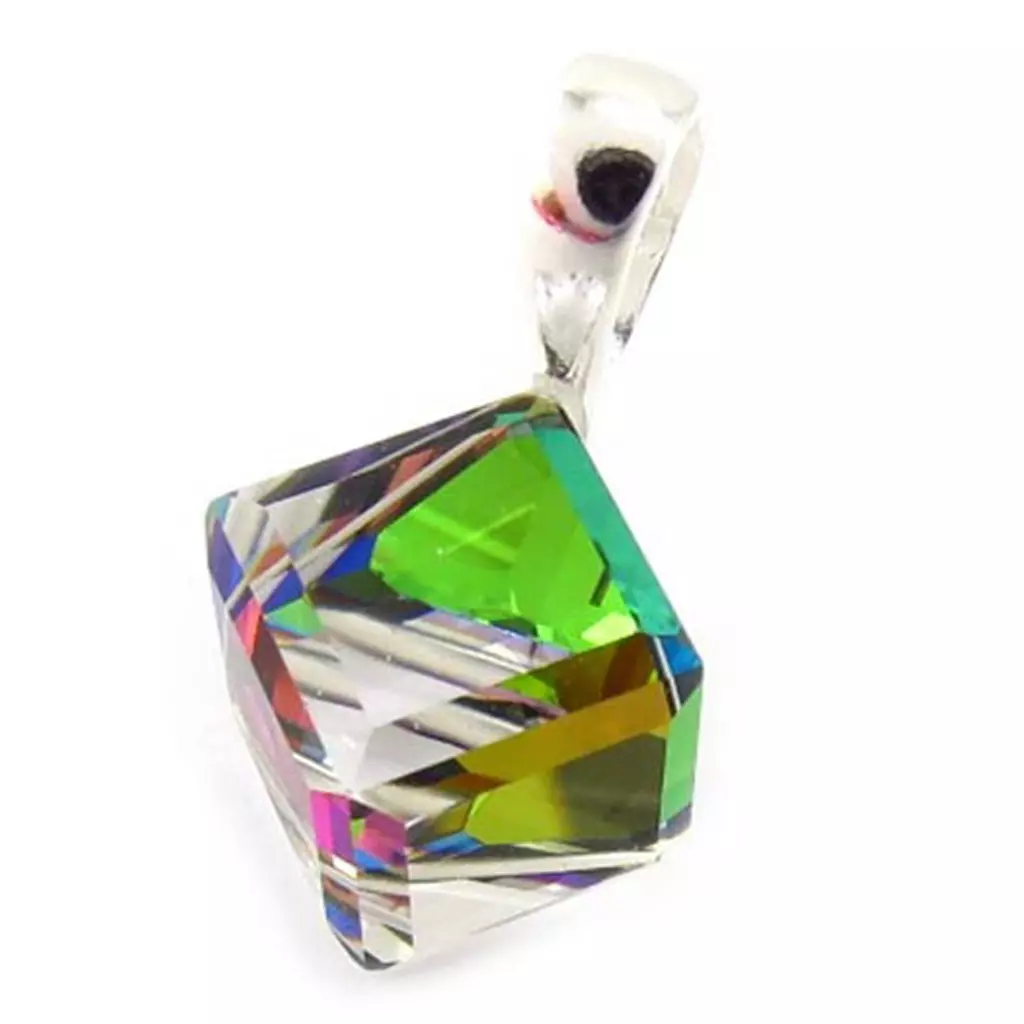 les trésors de lily Pendentif Argent 'Cristal' vert boréal 8 mm [K5446]