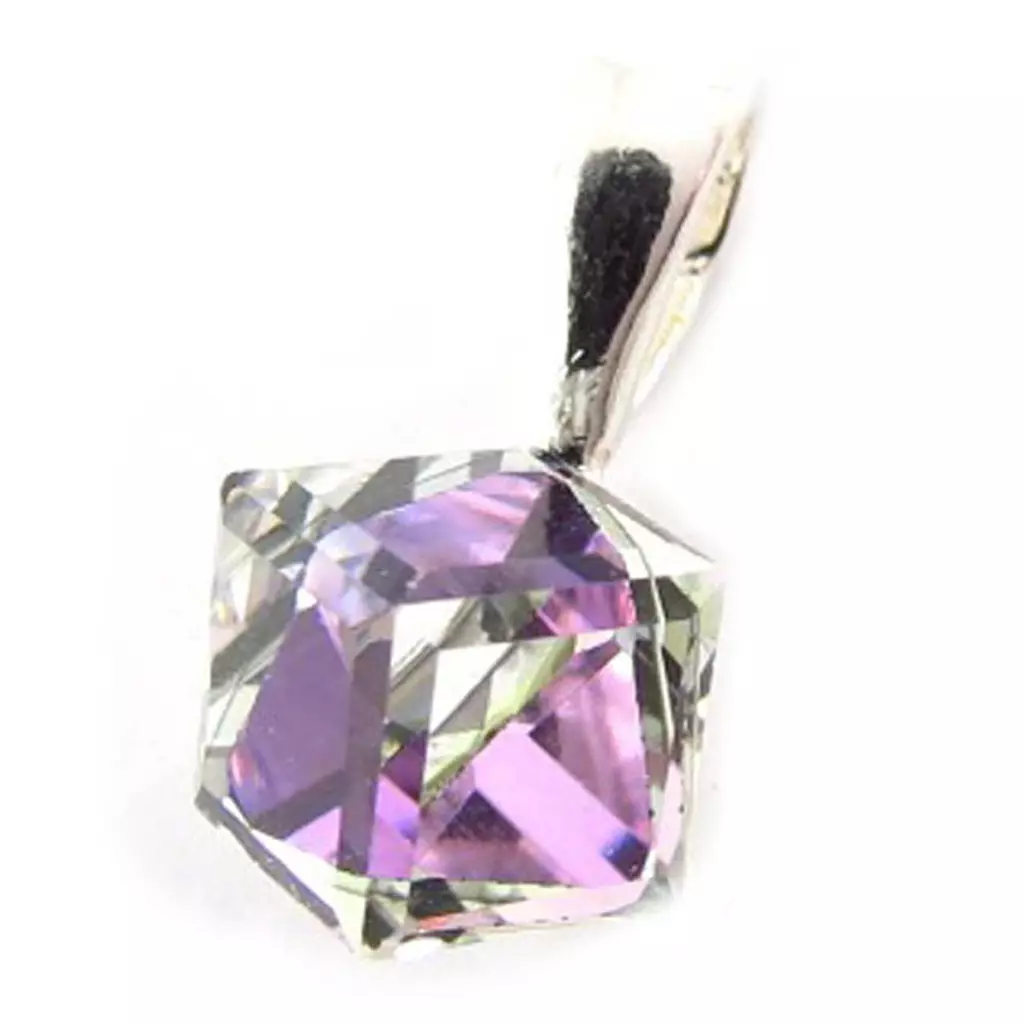 les trésors de lily Pendentif Argent 'Cristal' violet boréal 6 mm [K5459]