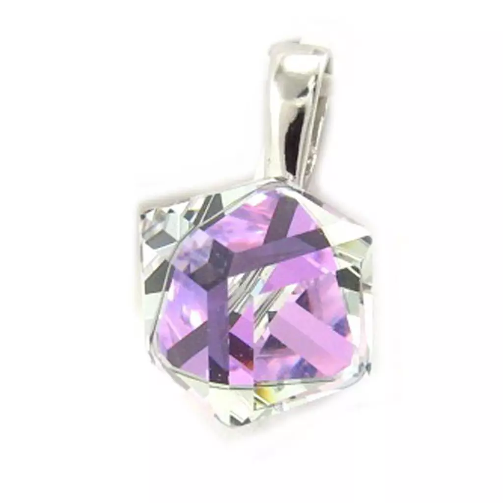 les trésors de lily Pendentif Argent 'Cristal' violet boréal 8 mm [K5445]