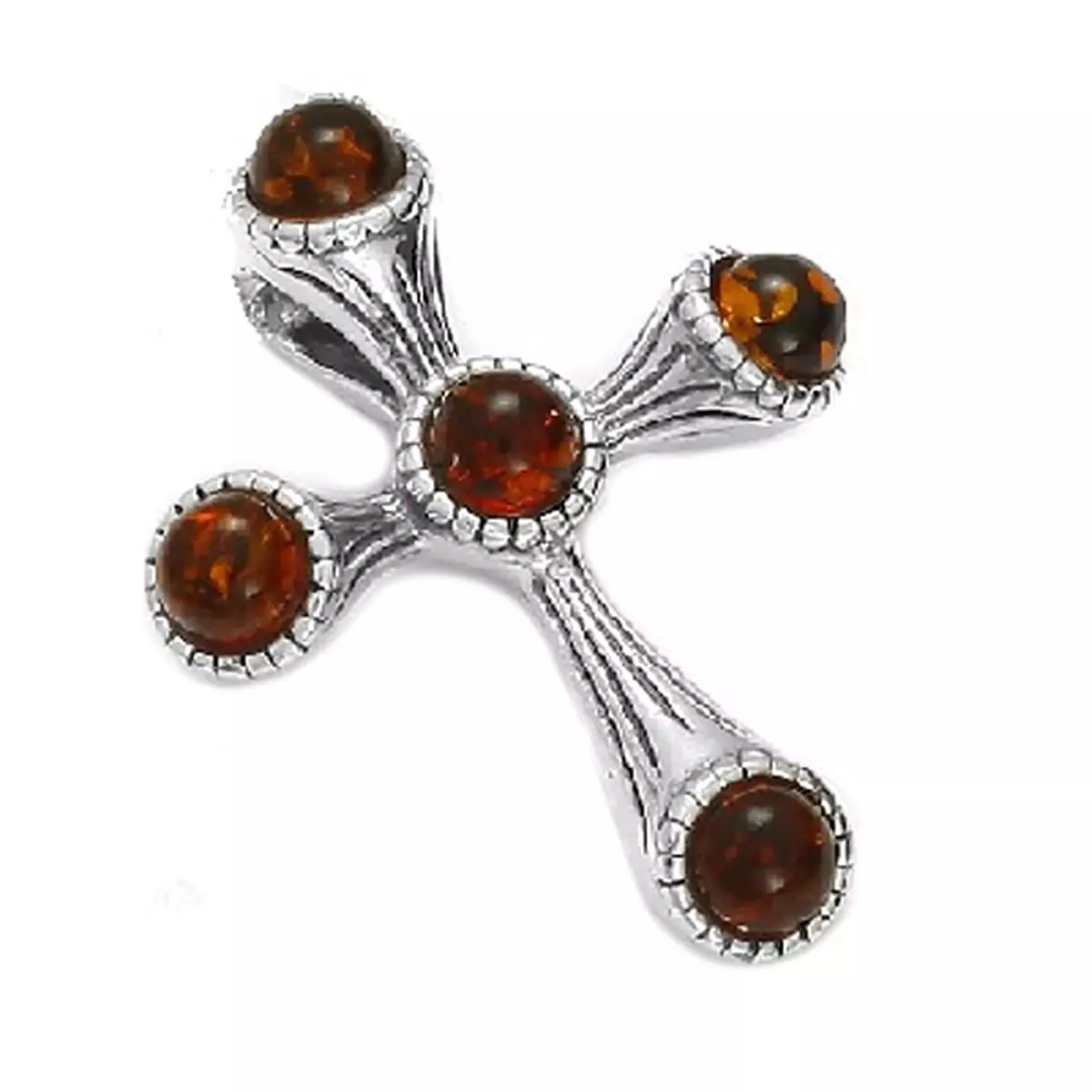 les trésors de lily Pendentif Argent 'Croix' Ambre (rhodié) 27x21 mm [Q6787]