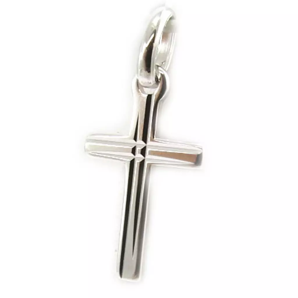 les trésors de lily Pendentif argent 'Croix' argenté (rhodié) 16x10 mm [L2982]