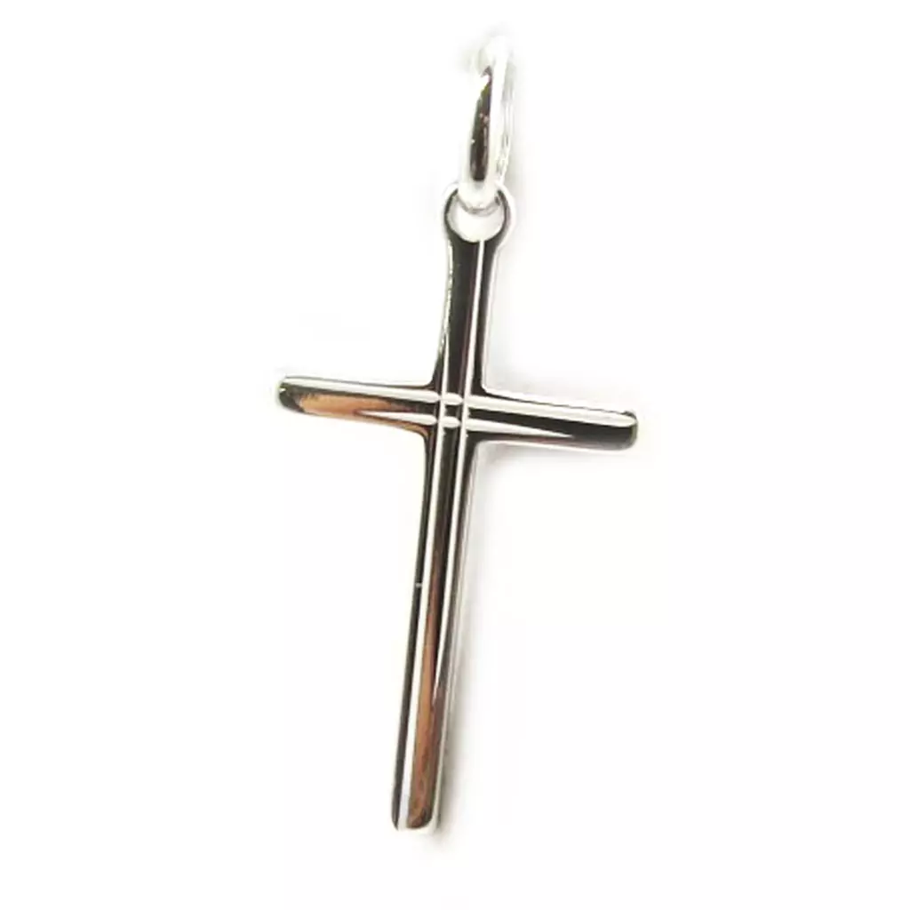 les trésors de lily Pendentif argent 'Croix' argenté (rhodié) 25x14 mm [L2991]