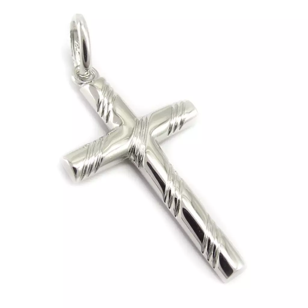 les trésors de lily Pendentif Argent 'Croix' argenté (rhodié) 34x27 mm [K6398]