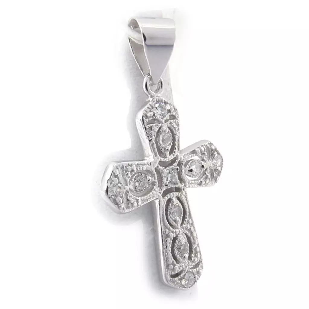 Les Trésors De Lily Pendentif Argent 'Croix Baroque' Blanc [J9524]