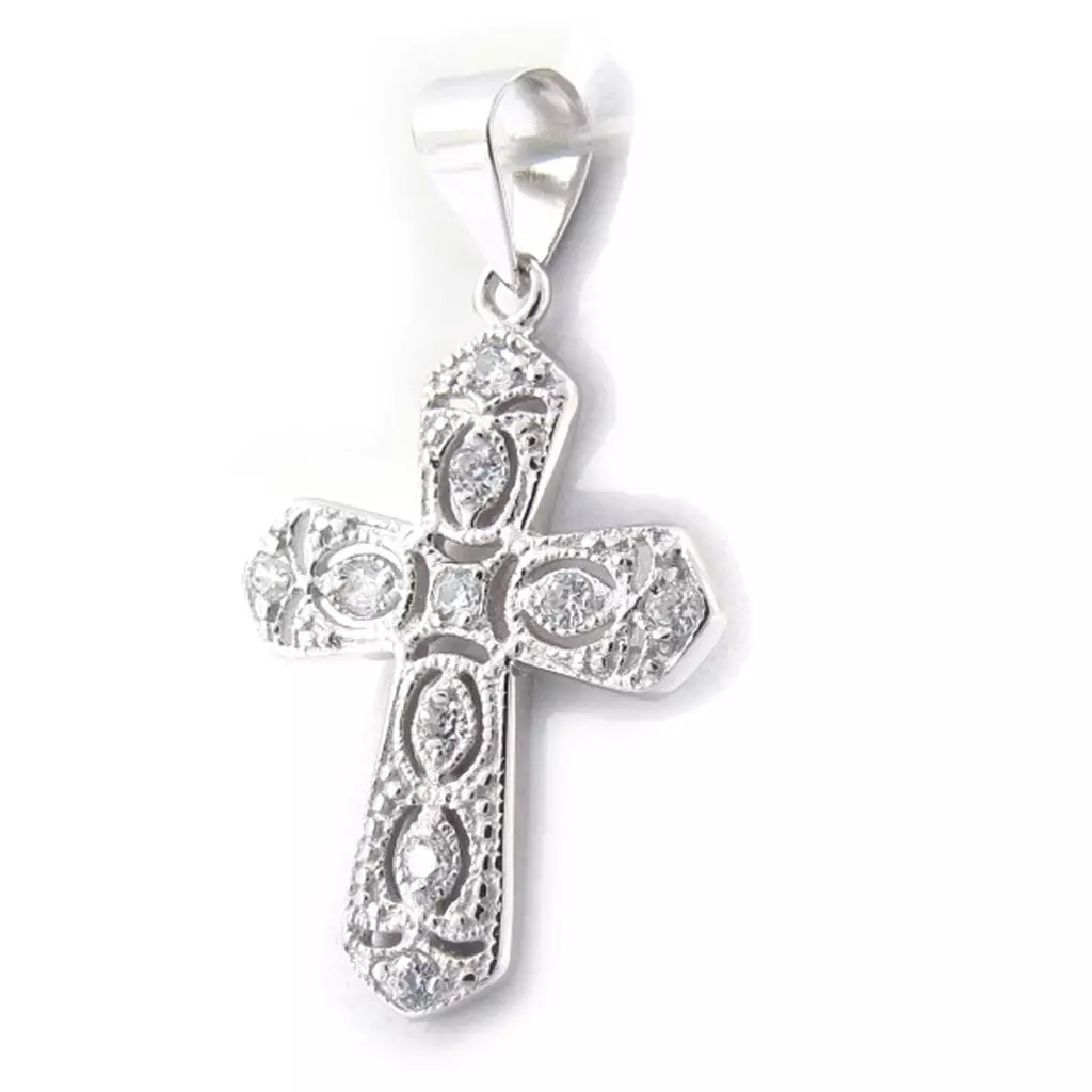 Les Trésors De Lily Pendentif Argent 'Croix Baroque' Blanc [J9524]