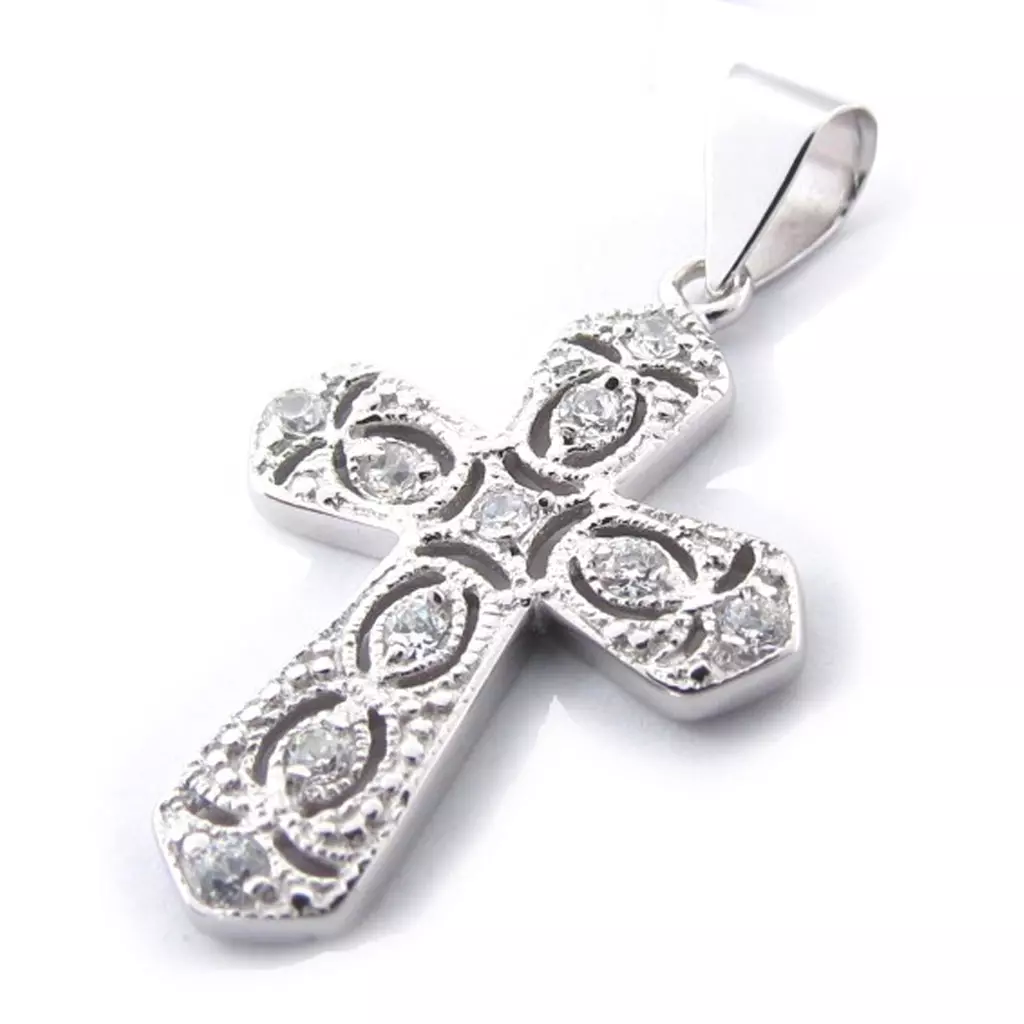 les trésors de lily Pendentif Argent 'Croix Baroque' blanc [J9524]
