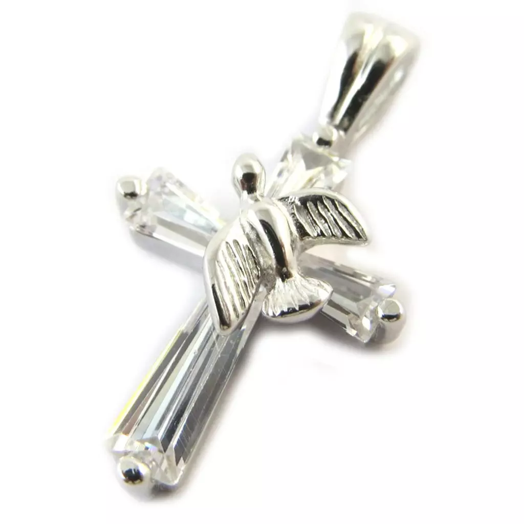 Les Trésors De Lily Pendentif Argent 'Croix' Blanc Argenté 17x12 Mm [N6806]