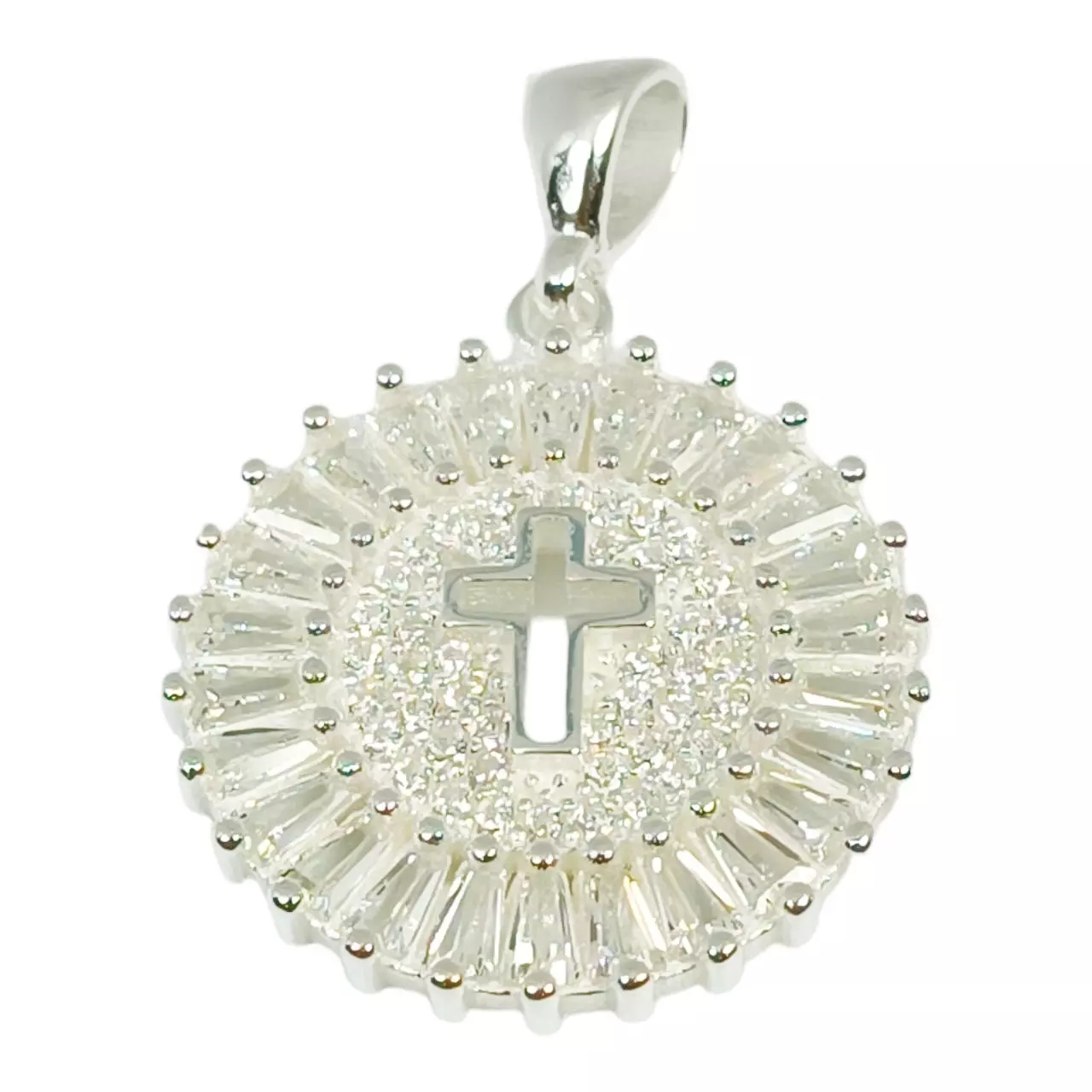 Les Trésors De Lily Pendentif Argent 'Croix' Blanc Argenté 20 Mm [R9736]