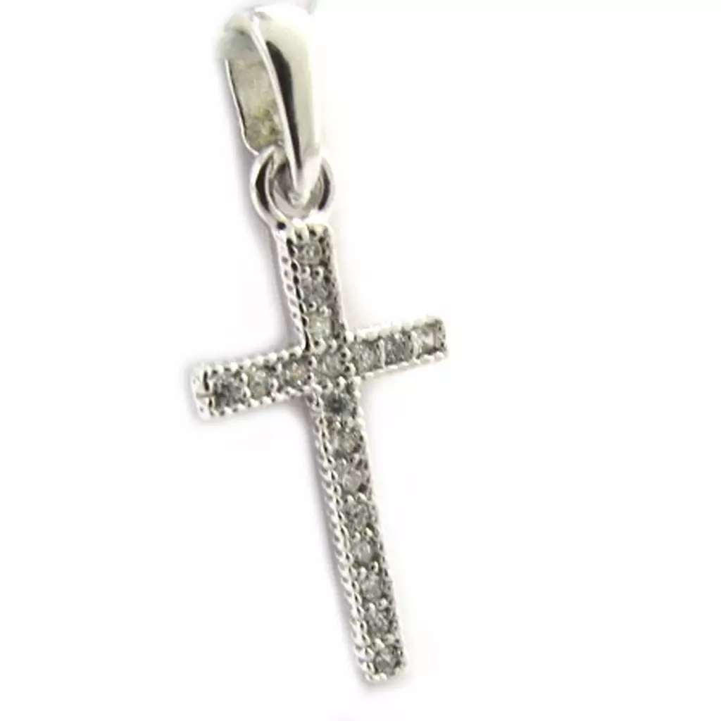Les Trésors De Lily Pendentif Argent 'Croix' Blanc Argenté 20x8 Mm [M1696]