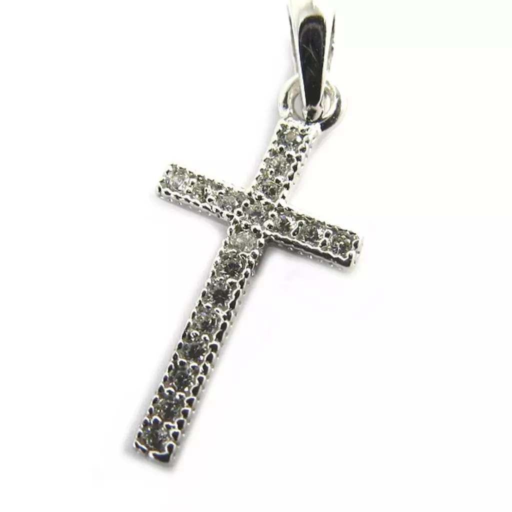 les trésors de lily Pendentif Argent 'Croix' Blanc argenté 20x8 mm [M1696]