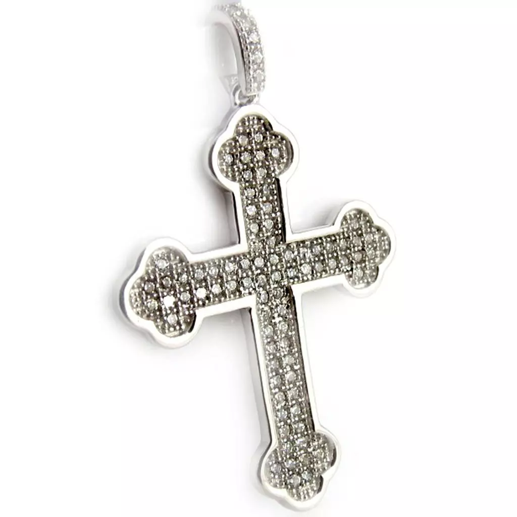 Les Trésors De Lily Pendentif Argent 'Croix' Blanc Argenté 26x21 Mm (croix Orthodoxe) [K9545]