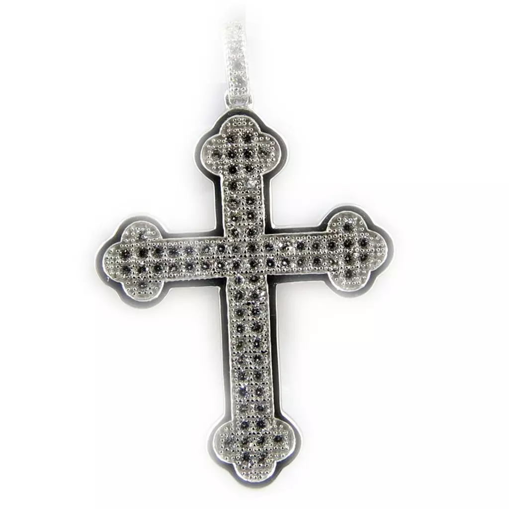 Les Trésors De Lily Pendentif Argent 'Croix' Blanc Argenté 26x21 Mm (croix Orthodoxe) [K9545]