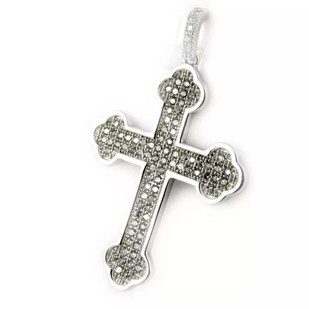 les trésors de lily Pendentif Argent 'Croix' Blanc argenté 26x21 mm (croix orthodoxe) [K9545]