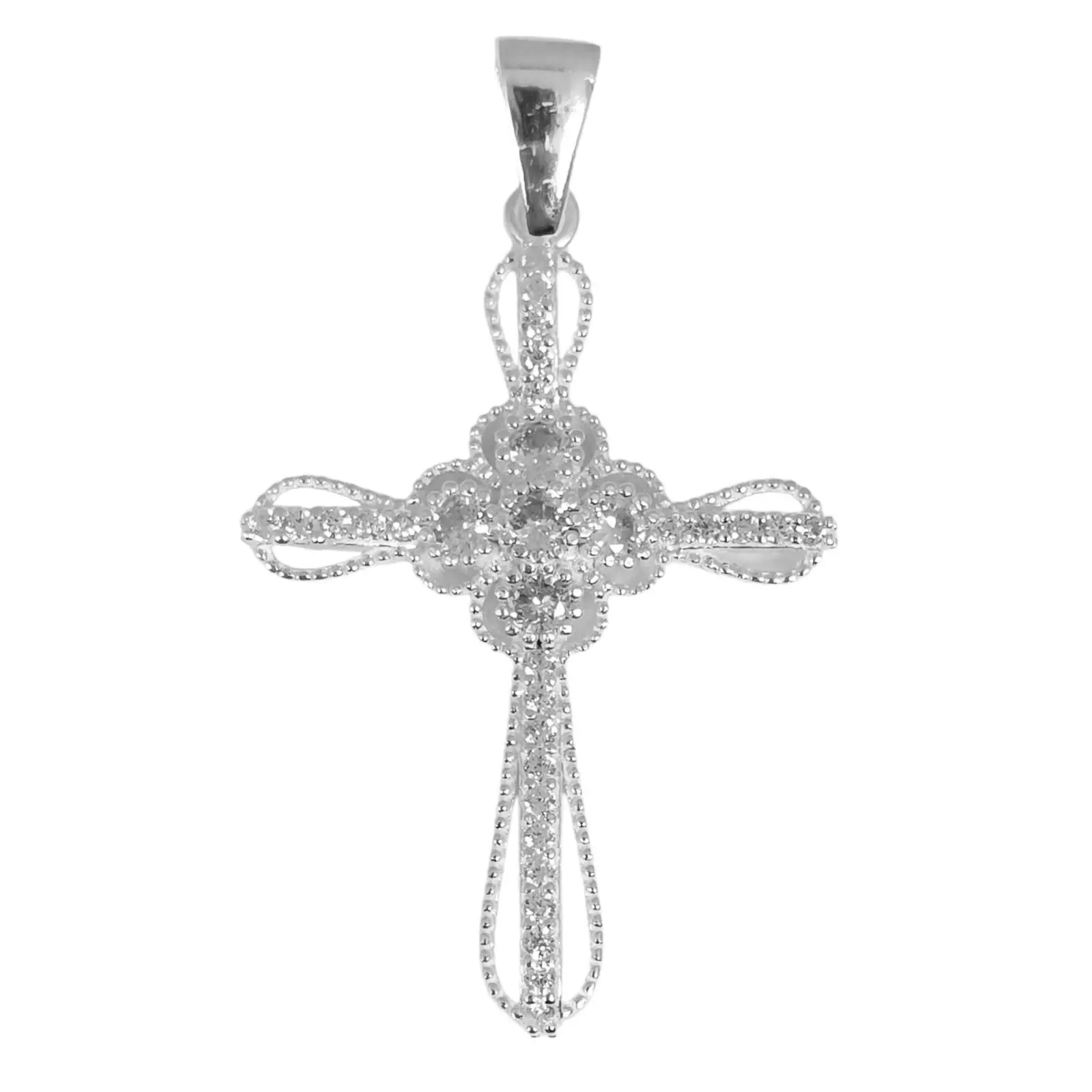 les trésors de lily Pendentif Argent 'Croix' blanc argenté 40x30 mm [S0438]