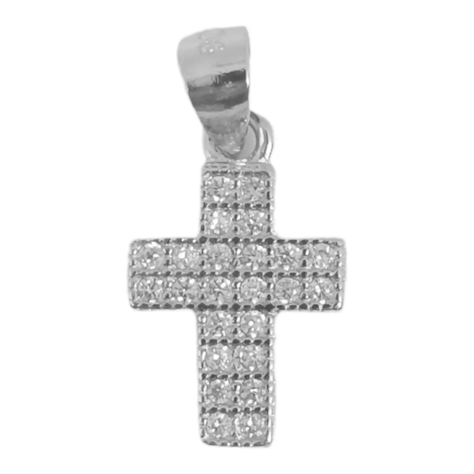 les trésors de lily Pendentif argent 'Croix' blanc argenté (rhodié) 11x8 mm [S0592]