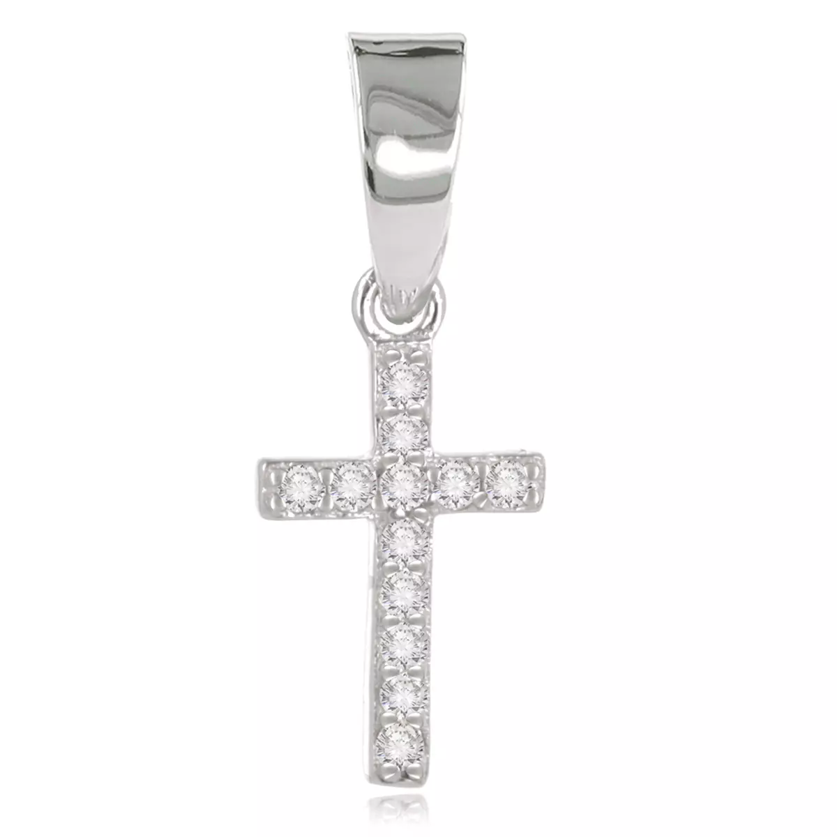 Les Trésors De Lily Pendentif Argent 'Croix' Blanc Argenté (rhodié) 12x7 Mm [Q7017]