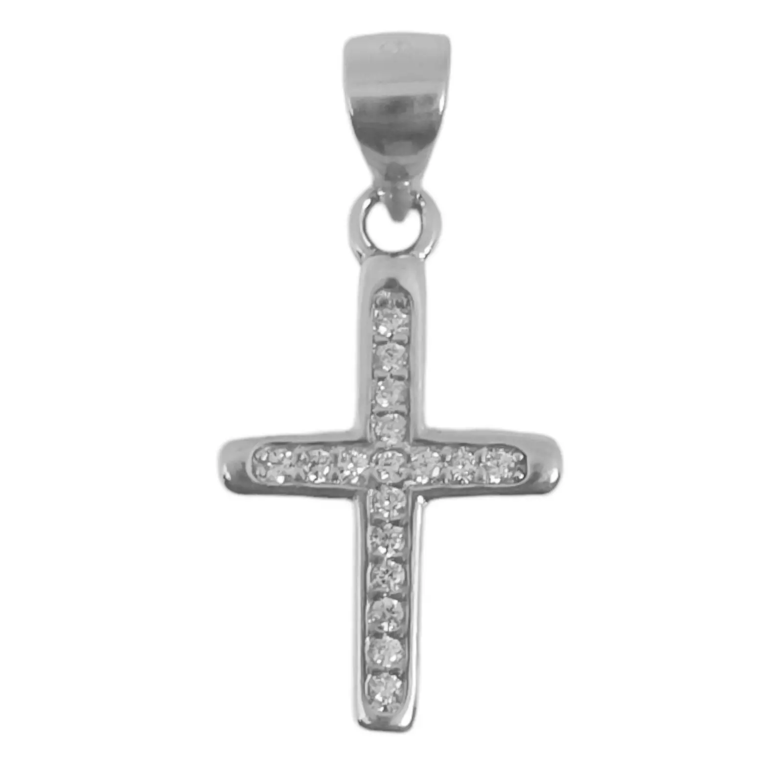 les trésors de lily Pendentif argent 'Croix' blanc argenté (rhodié) 15x10 mm [S0600]