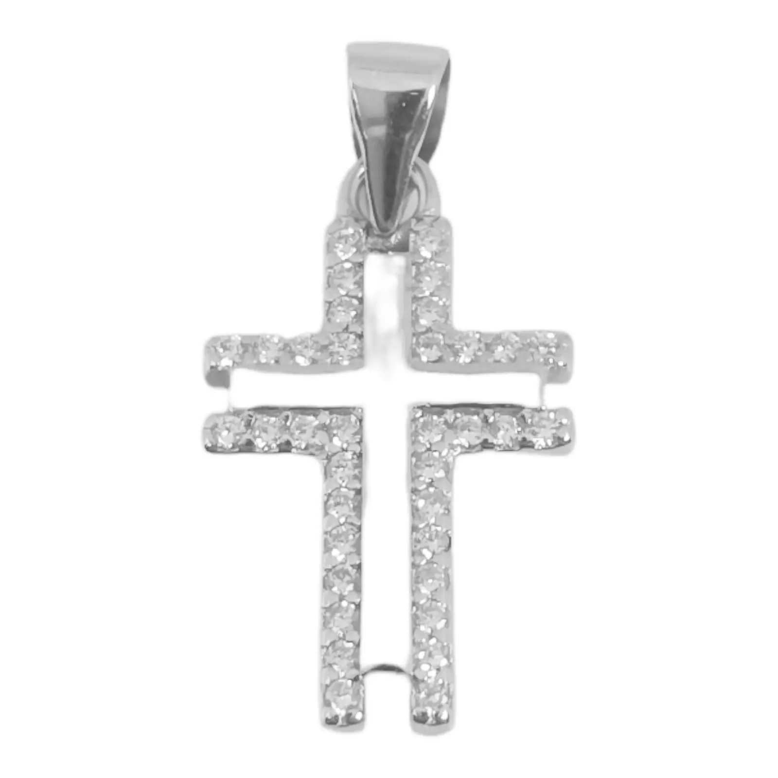 Les Trésors De Lily Pendentif Argent 'Croix' Blanc Argenté (rhodié) 15x11 Mm [S0602]