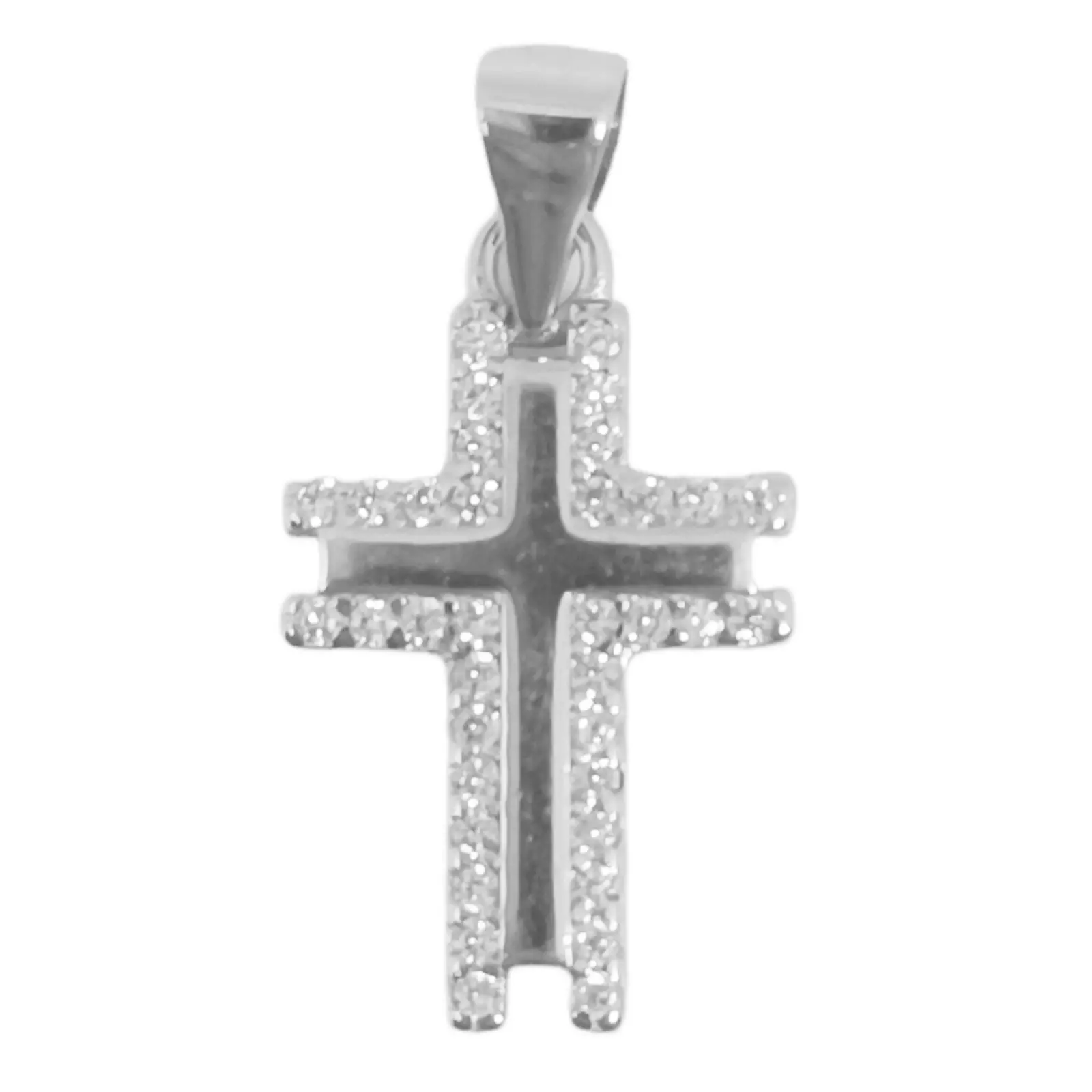 Les Trésors De Lily Pendentif Argent 'Croix' Blanc Argenté (rhodié) 15x11 Mm [S0602]