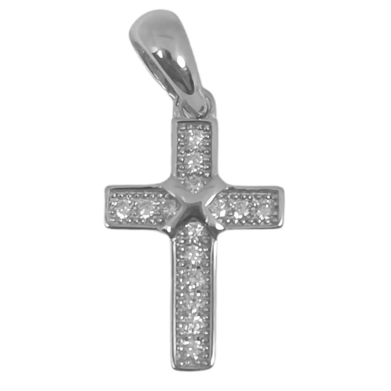 Les Trésors De Lily Pendentif Argent 'Croix' Blanc Argenté (rhodié) 15x11 Mm [S0597]