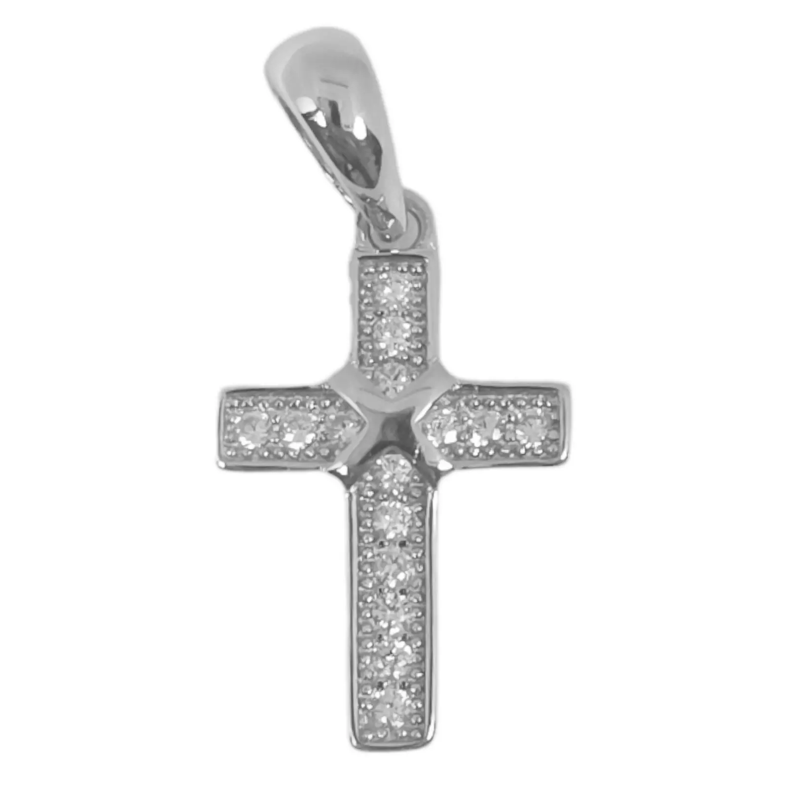 les trésors de lily Pendentif argent 'Croix' blanc argenté (rhodié) 15x11 mm [S0597]