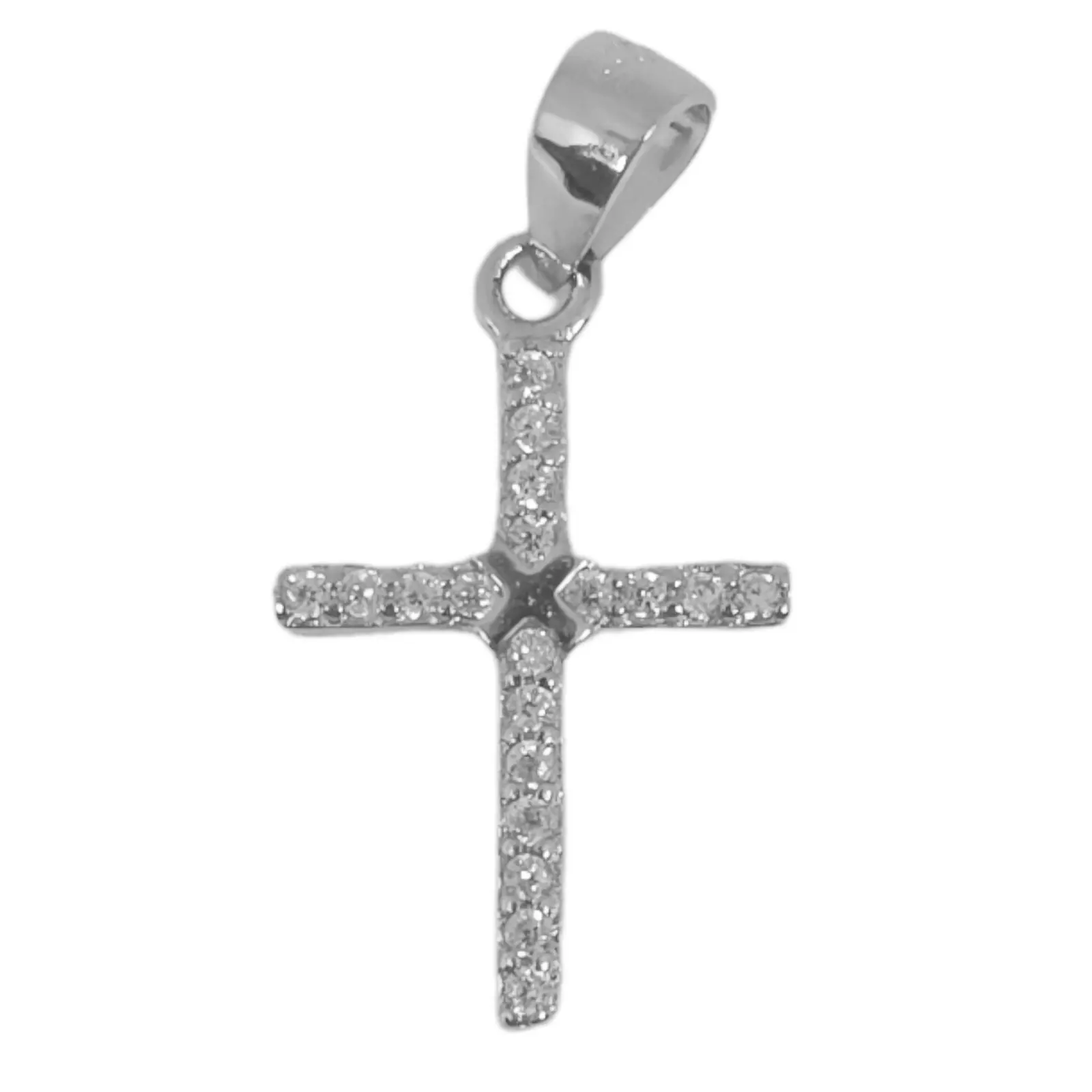 les trésors de lily Pendentif argent 'Croix' blanc argenté (rhodié) 15x12 mm [S0595]