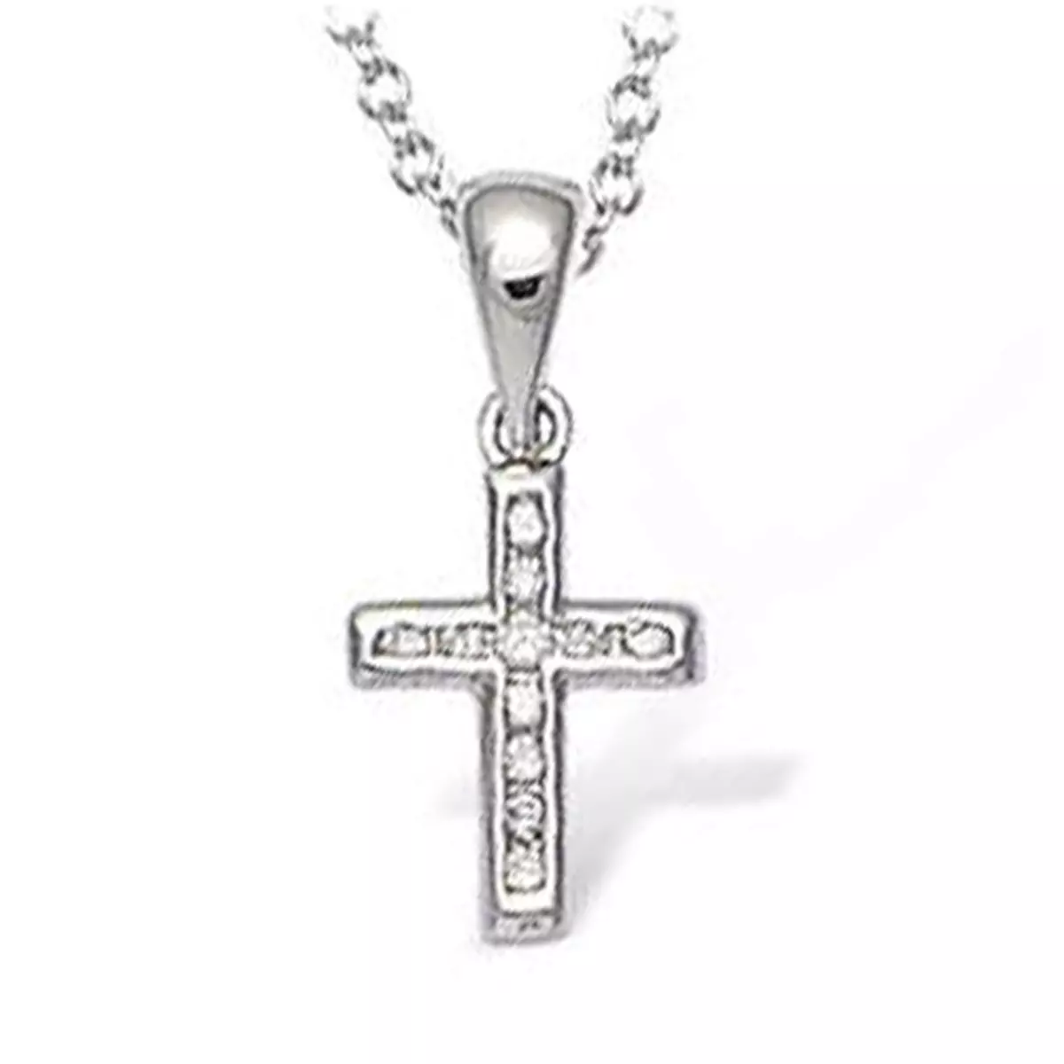 les trésors de lily Pendentif Argent 'Croix' Blanc argenté (rhodié) 15x6 mm [K6685]